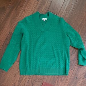 Studio Works women's Green V-neck cable knit sweater size 1X